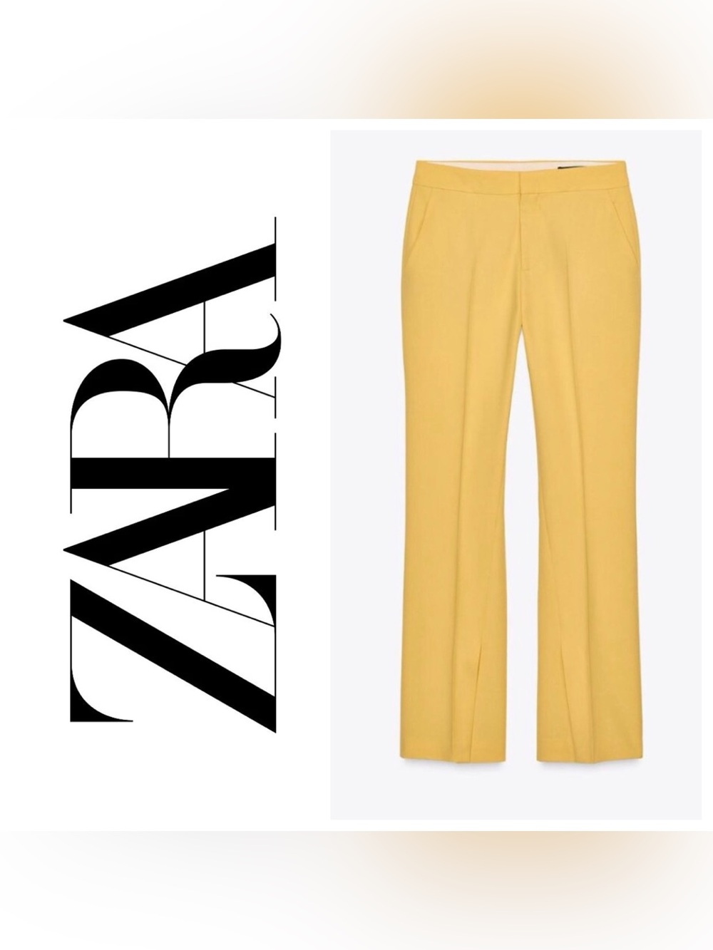 Zara Yellow Boot-Cut Tailored Pants